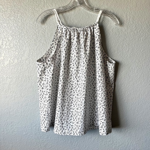 LOFT tie back gathered neckline floral A line top - Picture 1 of 10